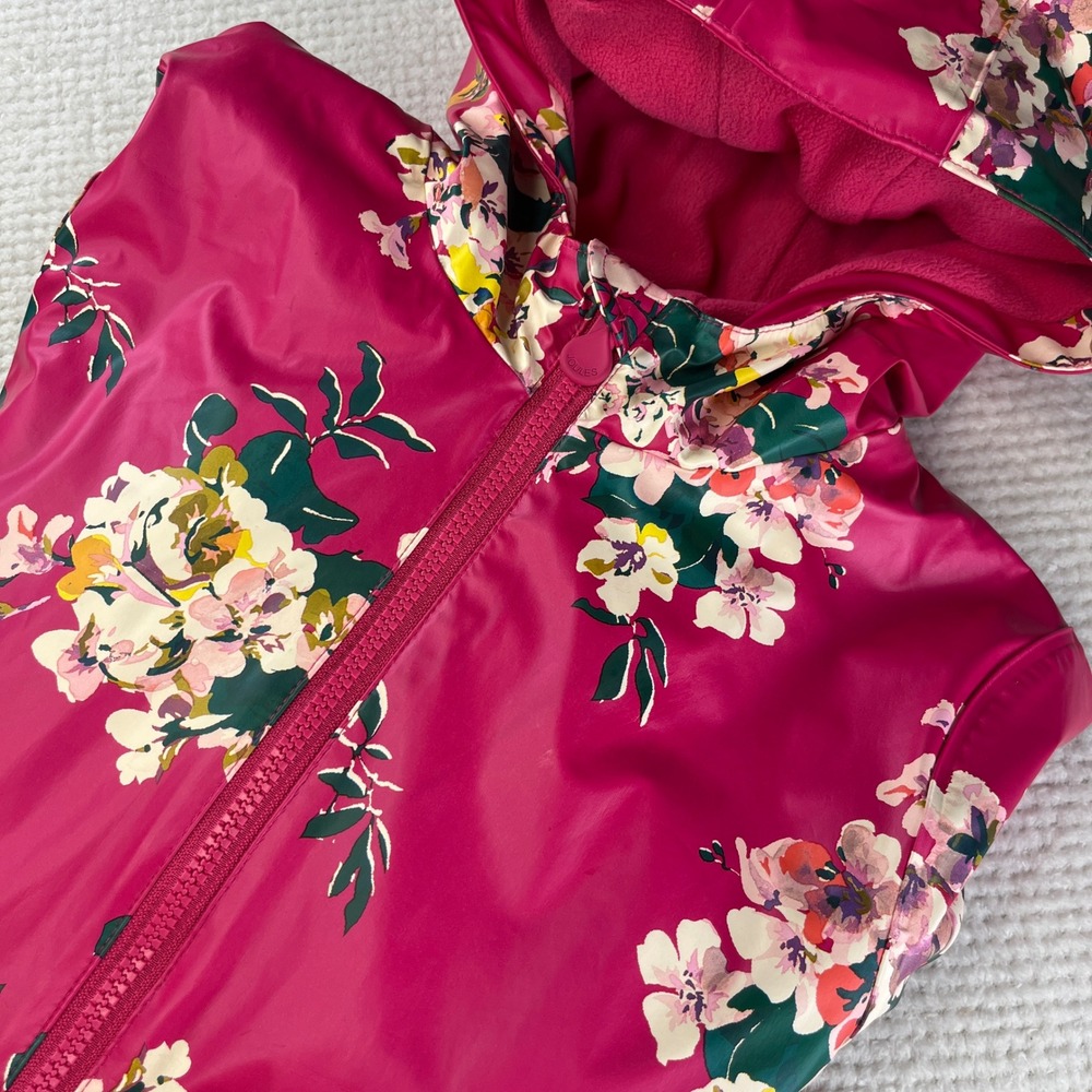 Joules Raindance Pink Floral Waterproof Hooded Raincoat Kids Age 11 217604